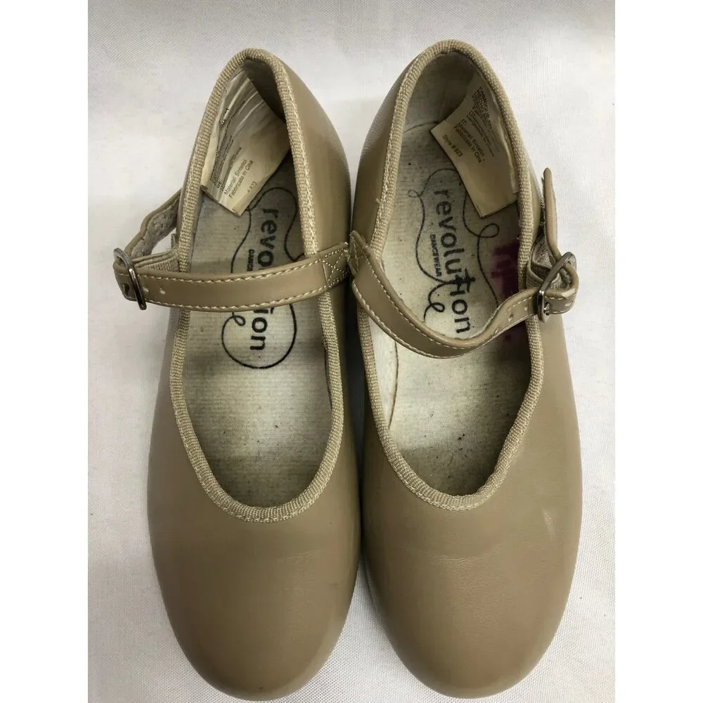 Pre-Owned Dance Tap Shoes Revolution 823 Child 2M Mary Jane Leather Buckle Stud